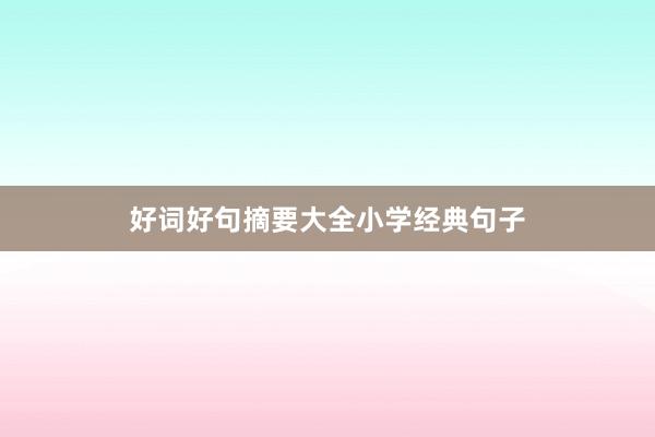 好词好句摘要大全小学经典句子